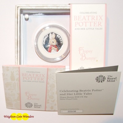 2018 Silver Proof 50p - Flopsy Bunny